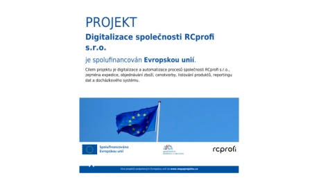 PROJEKT: Digitalizace společnosti RCproﬁ s.r.o.
