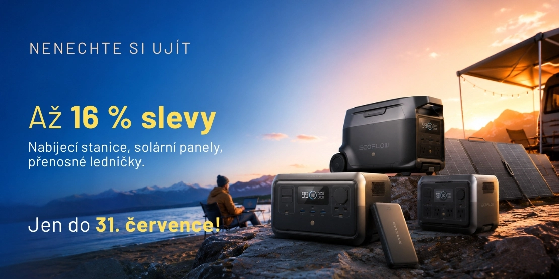 Výjimečná sleva na produkty značky Ecoflow - nabíjecí stanice, solární panely, ledničky, přenosné klimatizace.
