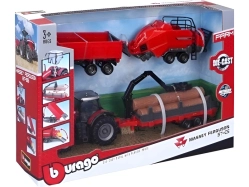 Bburago Massey Ferguson 8740S s doplňky (dárkové balení)