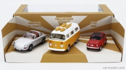 Norev Porsche Set 3x Jet-car 911 Targa Spider 1969 - Fiat 500 1965 - Volkswagen T2b Camper Van 1962 1:43 Rôzne