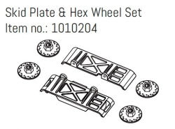 HBP240377 - (1010204) Skid Plate & Hex Wheel Set - GOAT