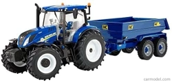 Britains New holland T6.175 Closed Tractor With Nc Trailer 2020 1:32 Blue