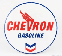 Edicola Príslušenstvo Kovový okrúhly tanier - Chevron Benzín 1:1 Biela červená modrá
