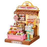RoboTime 3D dřevěná skládačka Miniatura domečku Obchod s donuty
