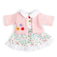Bigjigs Toys Kvetinové ružové šaty a svetrík pre bábiku 28 cm