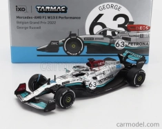 Tarmac Mercedes gp F1 W13e Team Mercedes-amg Petronas F1 N 63 4th Belgium Gp 2022 George Russell 1:64 Silver Green