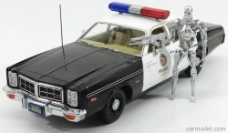 Greenlight Dodge Monaco Police 1977 s figúrkou T-800 - Terminátor 1 1984 1:18 Black White