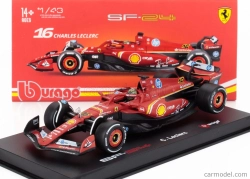 Bburago Ferrari F1 Sf-24 Team Scuderia Ferrari N 16 Winner Italy Monza Gp 2024 Charles Leclerc – With Pilot And Showcase 1:43 červená biela čierna