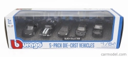 Bburago Audi R8 - Chevrolet Camaro Z/28 - Lamborghini Aventador - Centenario - Ford Usa Mustang 1:64 Black