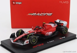 Bburago Ferrari F1  Sf-23 Team Scuderia Ferrari N 55 Las Vegas Usa Gp 2023 Carlos Sainz - With Pilot And Showcase 1:43 Červená Bílá Černá
