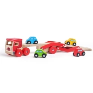 Bigjigs Toys Drevený nákladiak s autíčkami