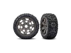 Kolesá Traxxas 3,0", sivý disk, pneumatiky s pásmi Sledgehammer (2)