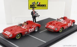 Art-model Ferrari Diorama Set 2x 315s Spider Sn0684 N 535 Winner Mille Miglia 1957 P.taruffi + N 532 2nd Mille Miglia 1957 W.von Trips 1:43 Red