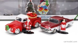 Jada Ford usa Set Holiday Rides 2022 - Pick-up 1941 With Chevrolet Bel Air 1957 With Santa Claus (babbo Natale) & Mrs. Santa Claus Figures 1:32 Červená Met Bílá