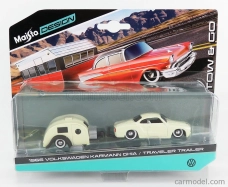 Maisto Volkswagen Karmann Ghia Coupe 1960 With Travel Trailer 1:64 Cream