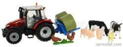 Britains Massey ferguson 5612 Tractor With Animals 2016 1:32 Červená Stříbrná
