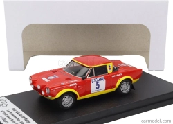 Trofeu Fiat 124 Abarth (nočná verzia) N 5 6th Rally 1000 Lakes 1974 Leo Kinnunen - Also Aho 1:43 Červeno-žltá