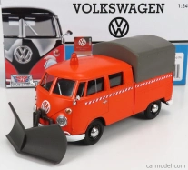 Motor-max Volkswagen T1 Pick-up Double Cabine Spazzaneve - Snehový pluh 1962 1:24 Oranžová