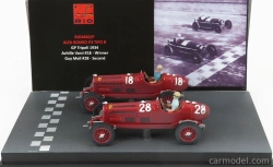 Rio-models Alfa romeo F1  2x P3 Scuderia Ferrari N 18 Winner Tripoli Gp 1934 Varzi + P3 N 28 2nd Tripoli Gp 1934 Moll 1:43 Red