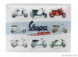 Edicola Príslušenstvo 3d kovová tabuľka - Piaggio Vespa Collage 1:1 biela červená modrá