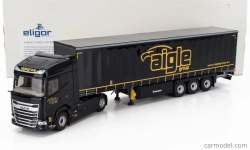 Eligor DAF Xg Truck Cassonato Remorque Tautliner Aigle Group 2022 1:43 Černá Žlutá