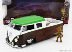Jada Volkswagen T1 Double Cabine Pick-up 1963 s figúrkou Groota - Strážcovia Galaxie 1:24 Hnedá Biela Zelená