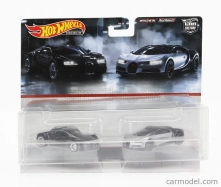 ROZBALENO - Mattel hot wheels Bugatti Set 2x Veyron 2009 + Bugatti Chiron 2016 1:64 Černá Stříbrná