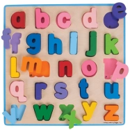 Bigjigs Baby Drevené puzzle Abeceda s malými písmenami