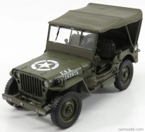 Welly Jeep Willys 1/4 Mb Usa Army Soft-top Closed 1945 1:18 Military Green