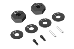 BD8/BD7 4.5mm hliníkové unašeče kol s 0.5/1.0mm podložkami (2+2+2ks)