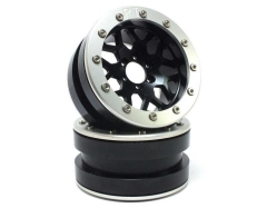 Kovové Beadlock CNC disky Absima Metsafil 2.2 PT-MESH black/silver, 2ks