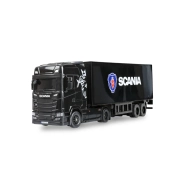 RC licencovaná Scania 730 S s návesom, GYRO, driftovacia, proporcionálny pohon 4x4, 1:64 RTR, čierna