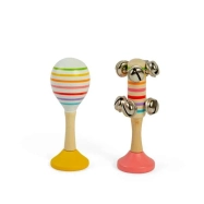 Bigjigs Toys Súprava loptičiek Rumba žltá a zvončeky ružová