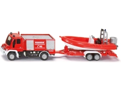 SIKU Blister - hasičské vozidlo Unimog s člnom