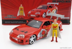 Jada Toyota Supra s figúrkou One Punch Man Saitama 1995 1:24 oranžová