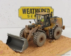 Dm-models Caterpillar Cat966m Ruspa Gommata - Scraper Tractor Weathered Medium Wheel Loader 1:50 Žlutá Černá