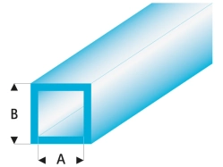 Raboesch profil ASA trubka čtvercová transparentní modrá 5x6x330mm (5)