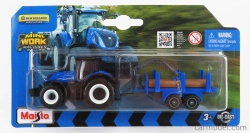 Maisto New holland T7-315 Tractor With Trailer 2018 1:64 modrá