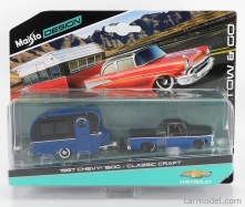 Maisto Chevrolet 1500 Pick-up With Trailer Roulotte 1987 1:64 modrá čierna