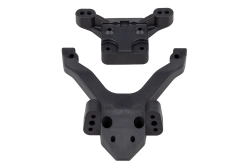 RC10B6.4 FT predná plastová časť vrátane držiaka parohov tlmičov, Carbon