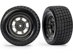 Kolesá Traxxas 2.2/3.0", disk dirt ovál grafitovo šedý, pneumatiky Hoosier (2) (2WD vzadu, 4WD)