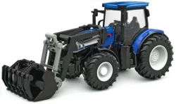 RC kovový traktor Korody s čelním nakladačem 8kolový 1:24, modrý
