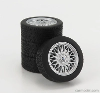 Kk-scale Accessories 4x  Wheels And Rims Set 16' For Bmw 3-series Alpina B6 3.5 (e30) 1988 1:18 Black