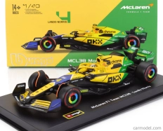 Bburago Mclaren F1  Mcl38 Team Mclaren N 4 4th Monaco Gp (senna 30th Anniversary) 2024 Lando Norris - With Pilot And Showcase 1:43 Žlutá Zelená Černá