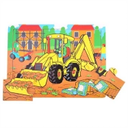 Bigjigs Toys Drevené puzzle Digger 9 dielikov