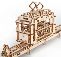 Ugears 3D drevené mechanické puzzle Lanovka s koľajnicami