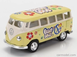 Kinsmart Volkswagen T1 Samba Minibus Flower 1962 - bez krabice 1:64 Žltá
