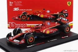 Bburago Ferrari F1 Sf-24 Team Scuderia Ferrari N 16 4. Emilia Romagna Imola Gp 2024 Charles Leclerc - s pilotom a vitrínou 1:43 červená čierna