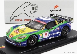 Spark-model Chevrolet Corvette C6.r Z06 Team Sangari Brazil N 8 24h Spa 2009 Enrique Bernoldi - Xavier Maassen - Roberto Streit 1:43 Modrá Zelená Žlutá