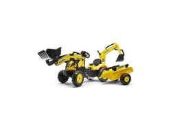 BAZAR - FALK - Šlapací traktor Komatsu s nakladačem, rypadlem a vlečkou